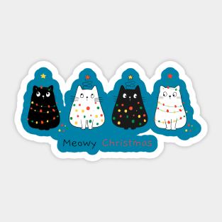 happy cats with christmas light Sticker